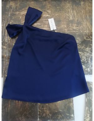 Σατέν Navy-Μπλε Τοπ Με Ενα Ώμο