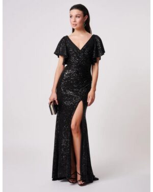 Sequin Μαύρο Μακρύ Φόρεμα