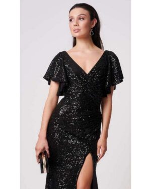 Sequin Μαύρο Μακρύ Φόρεμα