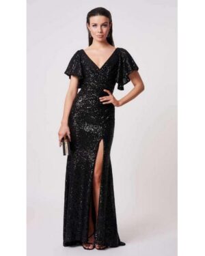 Sequin Μαύρο Μακρύ Φόρεμα