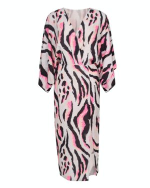 Leopard Print Μίντι Φόρεμα Με Φαρδιά Μανίκια