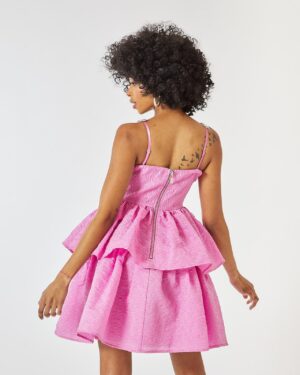 Μίνι Φόρεμα Ζακάρ Ροζ