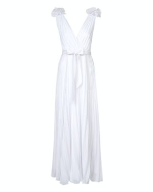 Πλισέ Μάξι Φόρεμα Σιφόν Λευκό