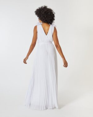 Πλισέ Μάξι Φόρεμα Σιφόν Λευκό