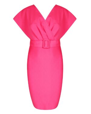 Φούξια Ελαστικό Μίνι Φόρεμα