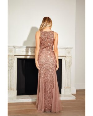 Rose Gold Sequin Κρουαζέ Μάξι Φόρεμα