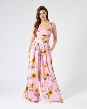 Floral Τοπ Σε Ροζ Φόντο