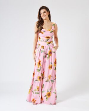 Floral Τοπ Σε Ροζ Φόντο