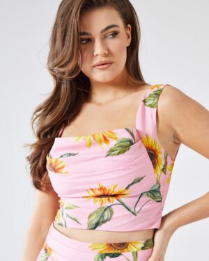 Floral Τοπ Σε Ροζ Φόντο