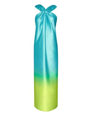 Ombre Λα'ι'μ Και Γαλάζιο Σατέν Μάξι Φόρεμα
