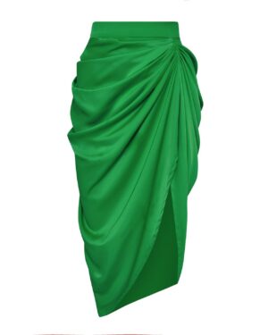 Σατέν Ντραπέ Πράσινη Φούστα