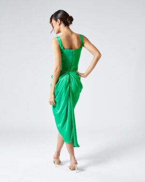 Σατέν Ντραπέ Πράσινη Φούστα