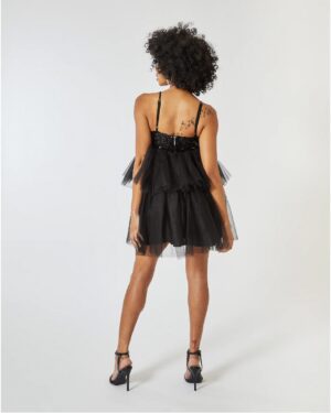 Μαύρο Μίνι Φόρεμα Με Sequin Φιόγκο