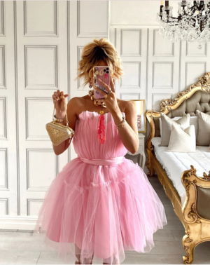 Μίνι Φόρεμα Από Ρόζ Τούλι