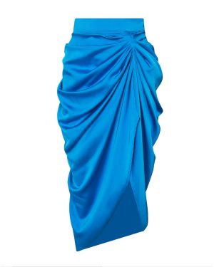 Σατέν Ντραπέ Μπλε Φούστα