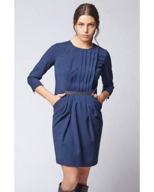 Μπλε Φόρεμα Με Χρυσή Μεταλλική Ζώνη