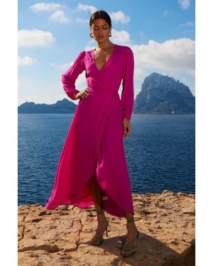 Wrap Φόρεμα Σε Χρώμα Magenta