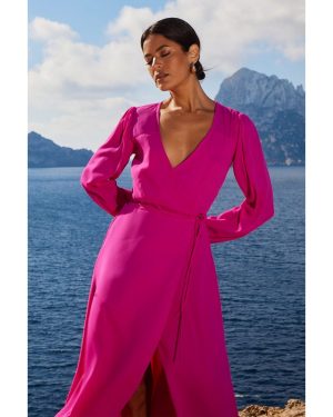 Wrap Φόρεμα Σε Χρώμα Magenta