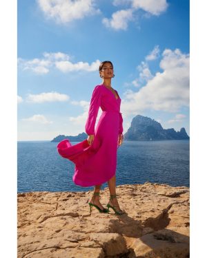 Wrap Φόρεμα Σε Χρώμα Magenta