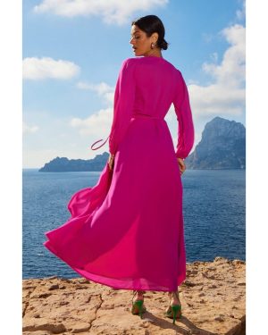 Wrap Φόρεμα Σε Χρώμα Magenta