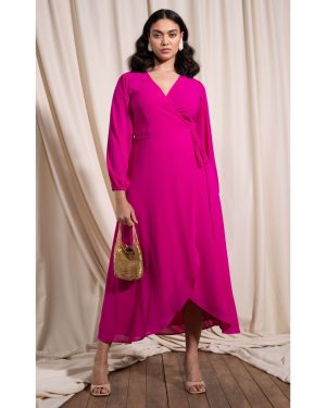 Wrap Φόρεμα Σε Χρώμα Magenta