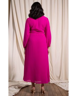 Wrap Φόρεμα Σε Χρώμα Magenta