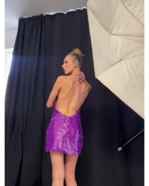 Gia Sequin Μίνι Μωβ Φόρεμα