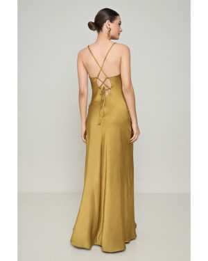 Ντραπέ Φόρεμα Σατινέ Με Έξω Πλάτη