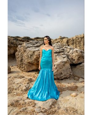 Cecilia Μακρύ Τυρκουάζ Φόρεμα