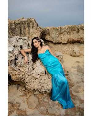 Cecilia Μακρύ Τυρκουάζ Φόρεμα