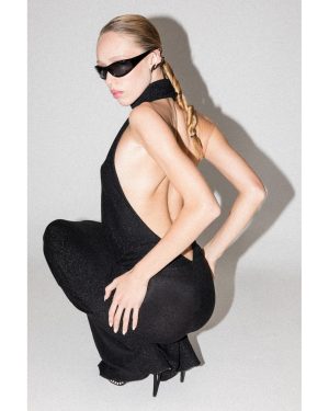 Coco Lurex Μακρύ Μαύρο Φόρεμα