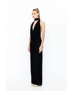 Coco Lurex Μακρύ Μαύρο Φόρεμα