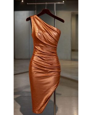Elida Tan Μίντι Φόρεμα