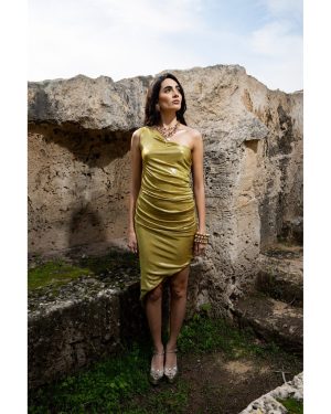 Elida Κίτρινο Μίντι Φόρεμα