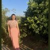 Ροζ Αντικέ Μακρύ Φόρεμα Μέ Sequin Δαντέλα