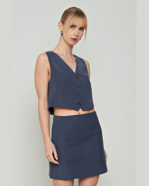 Φούστα Μίνι Σε Χρώμα Navy Blue