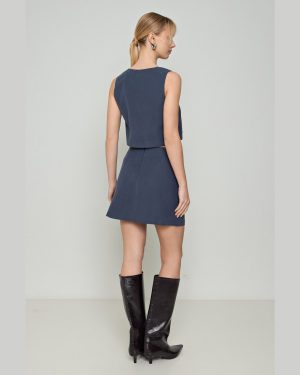 Φούστα Μίνι Σε Χρώμα Navy Blue