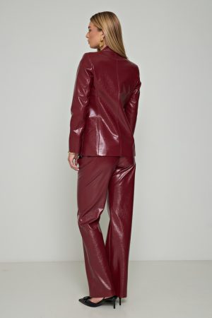 Σακάκι Μεσάτο Μπορντό Από Γυαλιστερή Δερματίνη