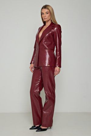 Σακάκι Μεσάτο Μπορντό Από Γυαλιστερή Δερματίνη