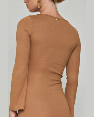 Φόρεμα Πλεκτό Essential Camel