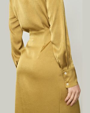 Wrap Χρυσό Σατέν Φόρεμα